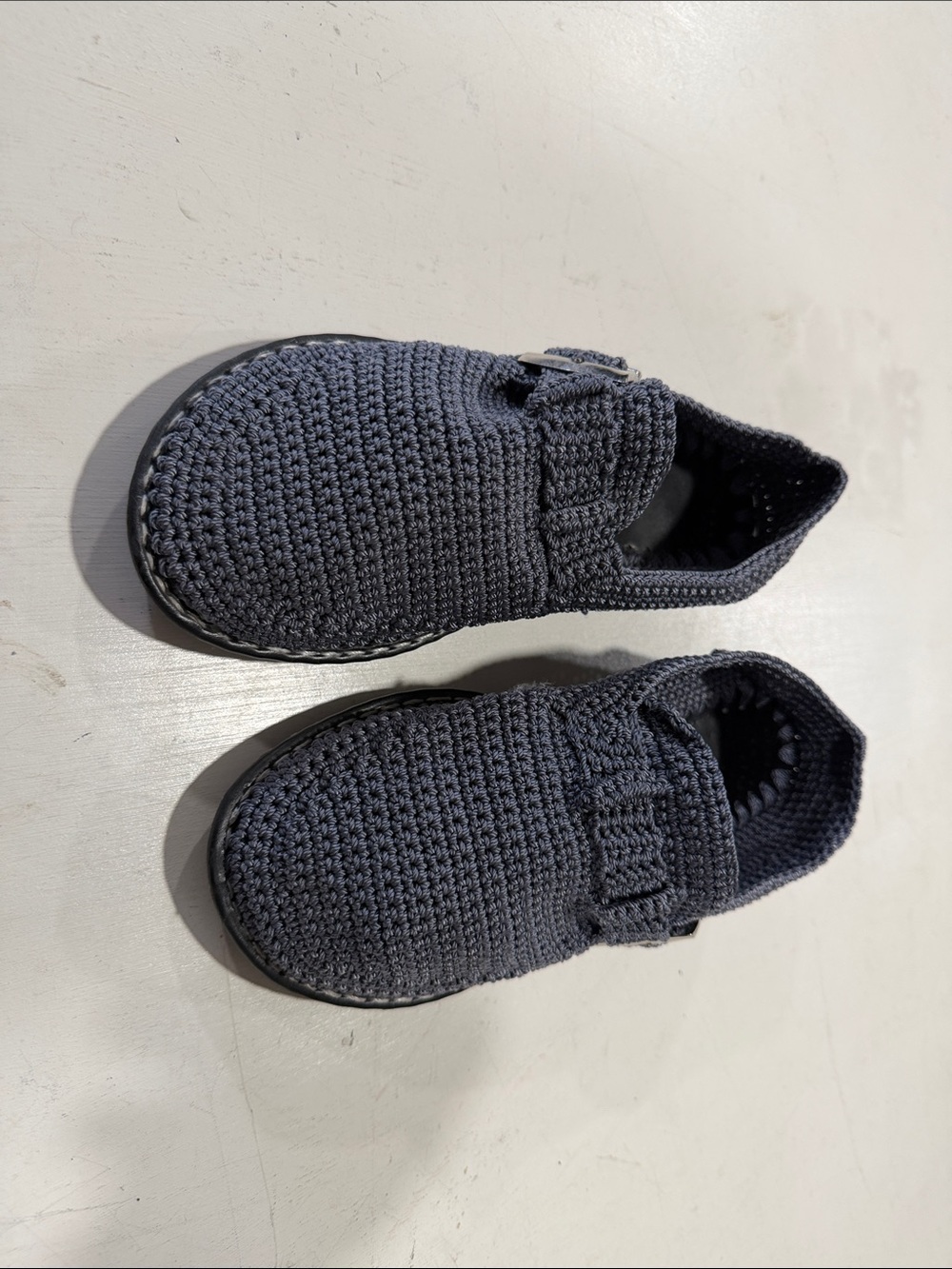 Women’s Crochet Slip-On Shoes in Charcoal Gray